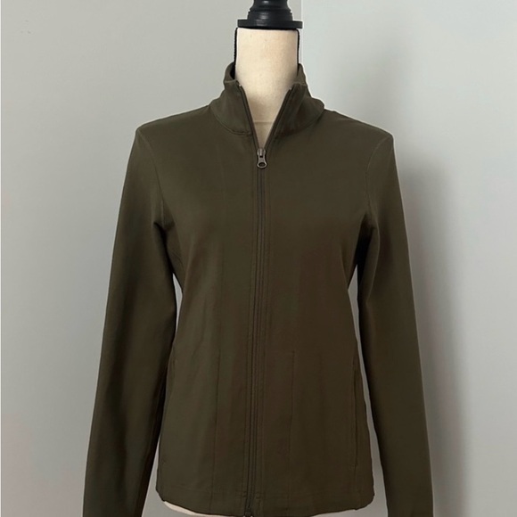 Perfect PACT Full Zip Jacket Sweatshirt Olive Green Organic Cotton - Picture 2 of 8